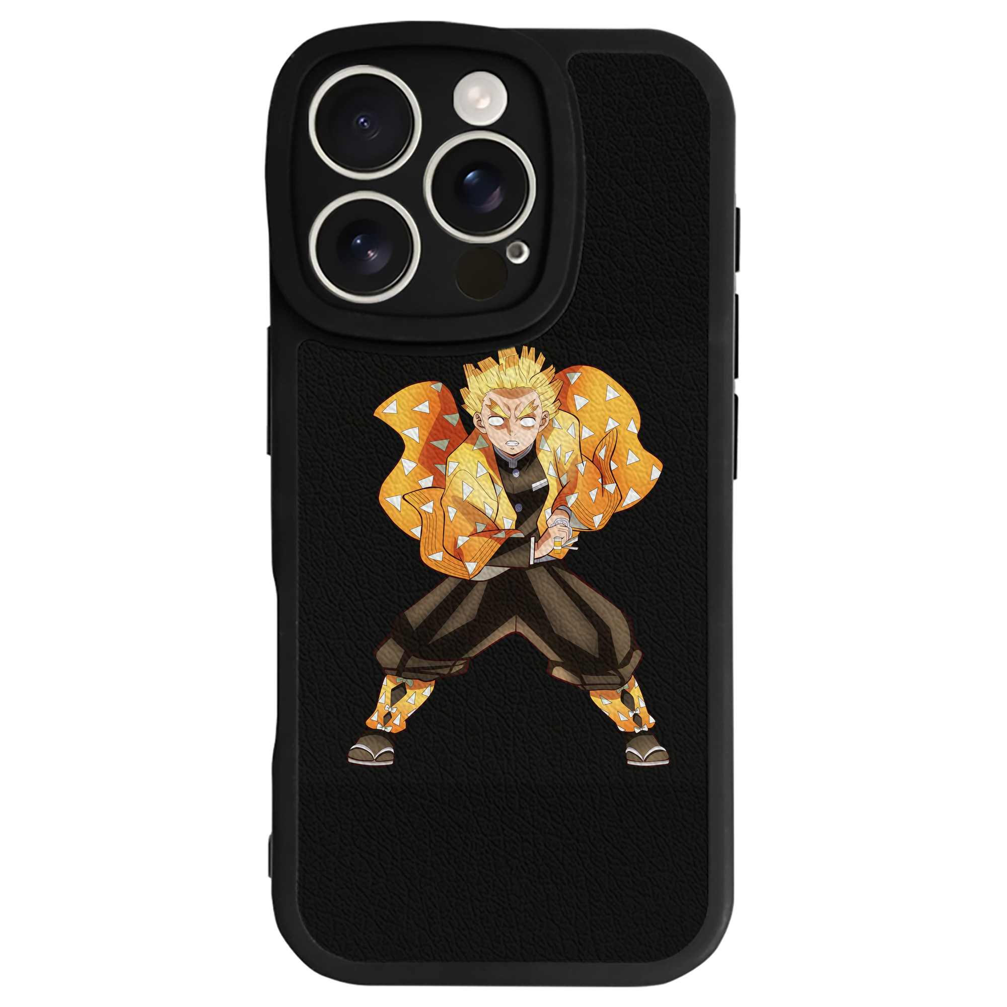 （画像用） 鬼滅の刃（きめつのやいば）我妻 善逸／あがつま ぜんいつ Agatsuma Zenitsu 【iPhone 16シリーズ対応】シリコンスマホケース（レザー調） 材質：シリコン